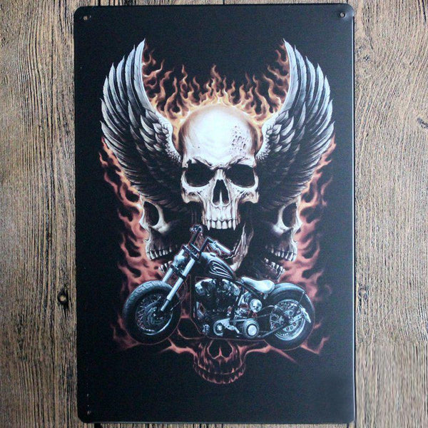 SKull and Mike Metal Tin Sign Poster