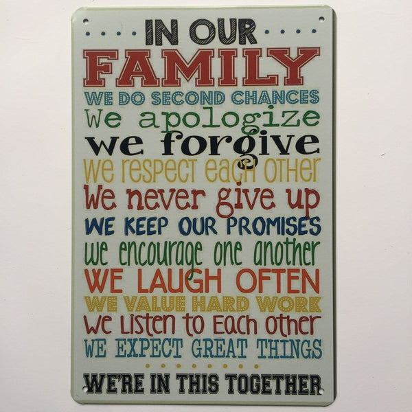 Family Quote Metal Tin Sign Poster