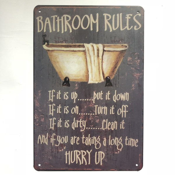 Bathroom Toilet Rules Metal Tin SIgn Poster