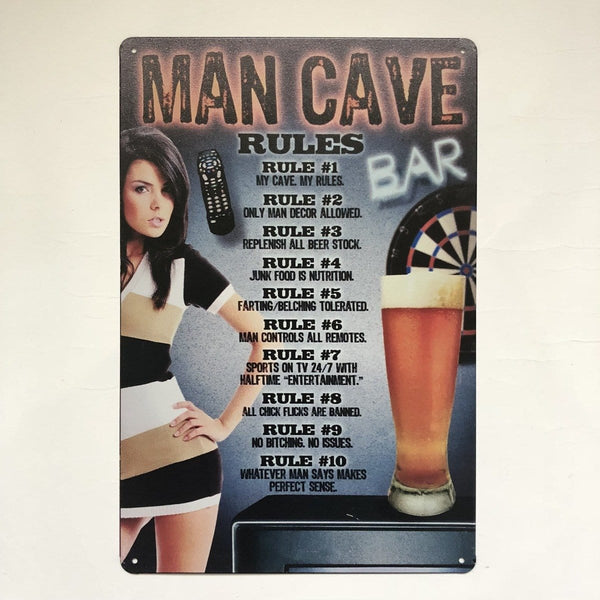 Man Cave Rules Metal Tin Sign Poster