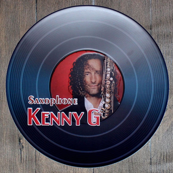 Saxophone Kenny G Round Embossed Metal Tin Sign Poster