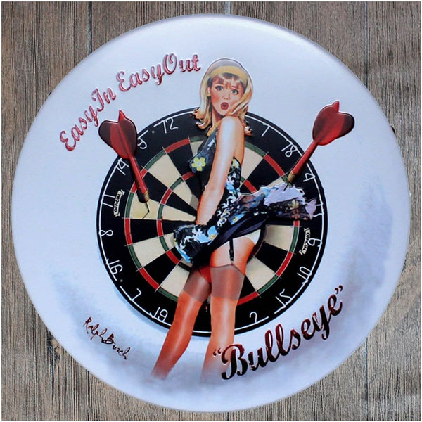 Easy In/Out Bullseye Round Embossed Metal Tin Sign Poster