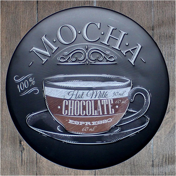 Mocha Chocolate Round Embossed Metal Tin Sign Poster