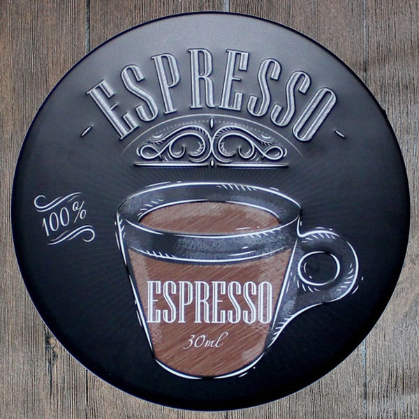 Expresso Round Embossed Metal Tin Sign Poster