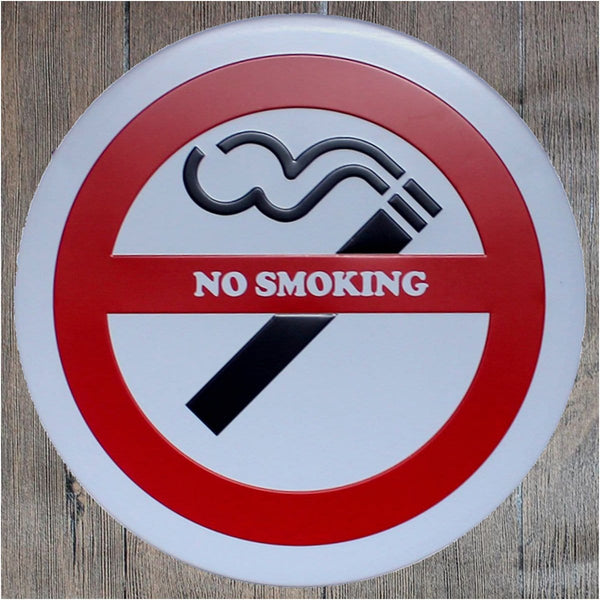 No Smoking Round Embossed Metal Tin Sign Poster