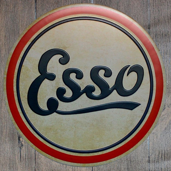 Esso Round Metal Embossed Tin Sign Poster