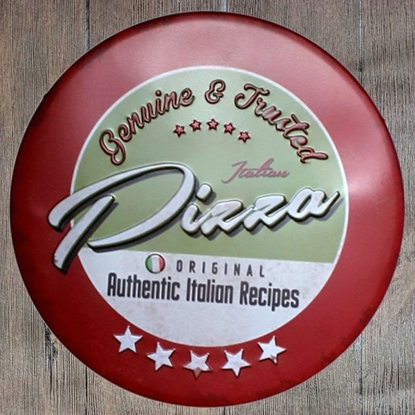 Pizza Round Embossed Metal Tin Sign Poster