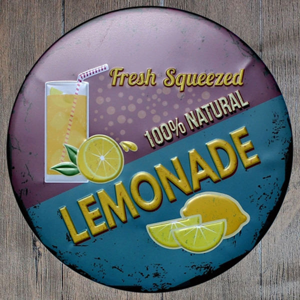 Fresh Squeezed Lemonade Round Embossed Metal Tin Sign Poster