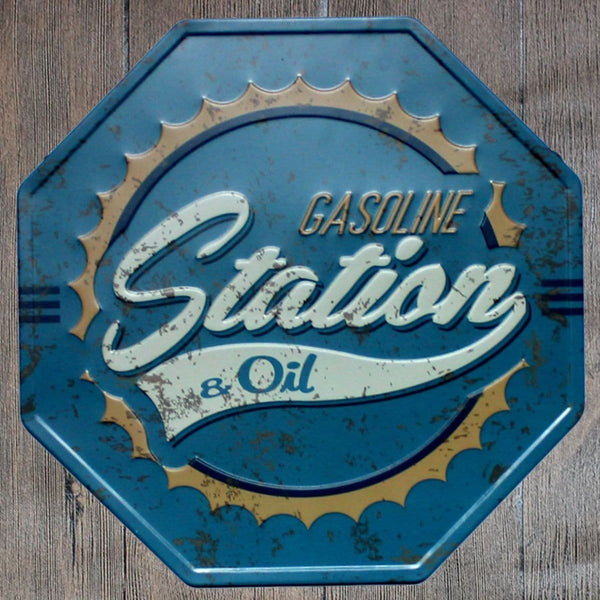 Gasoline Station Octagon Metal Tin Sign Poster