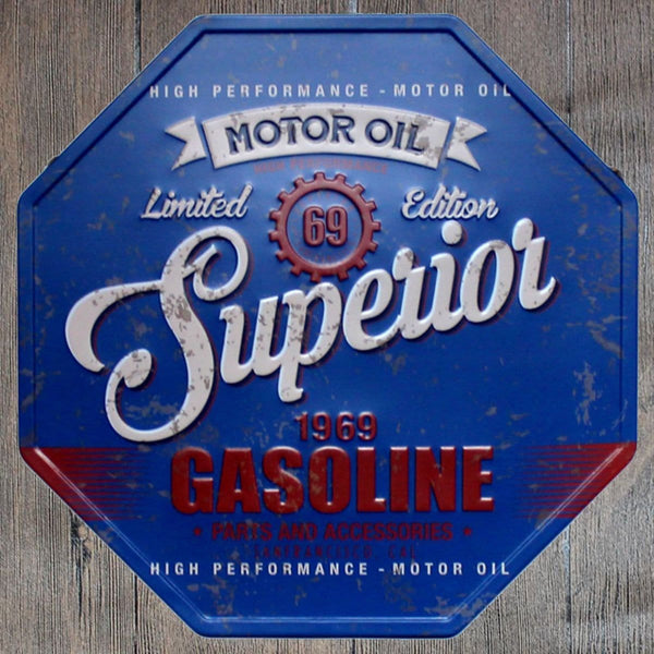 Superior Motor Oil Octagon Metal Tin Sign Poster