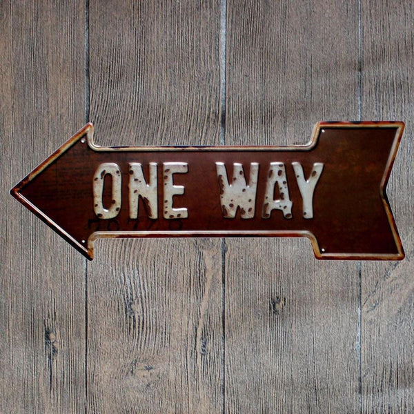 One Way Arrow Metal Tin Sign Poster
