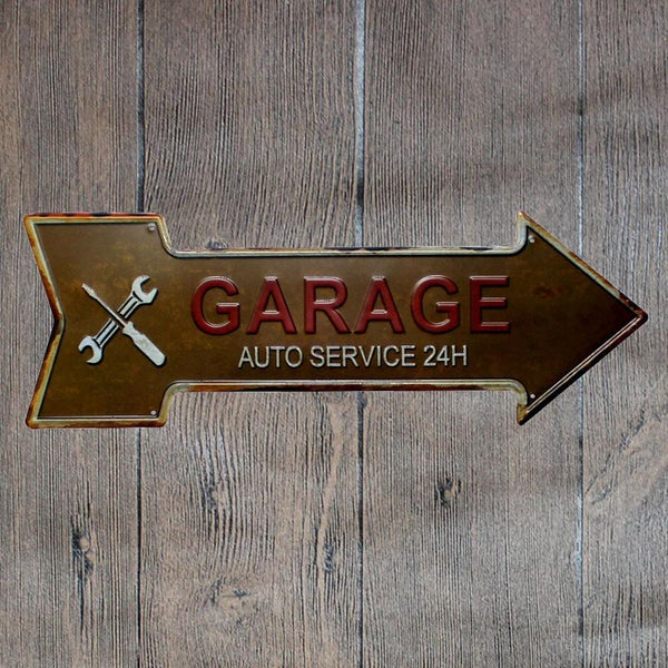 Garage Arrow Metal Tin Sign Poster