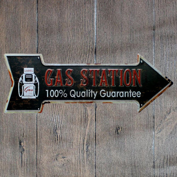 Gas Station Arrow Metal Tin Sign Poster