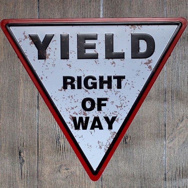 Yield Right Of Way Triangle Metal Tin Sign Poster