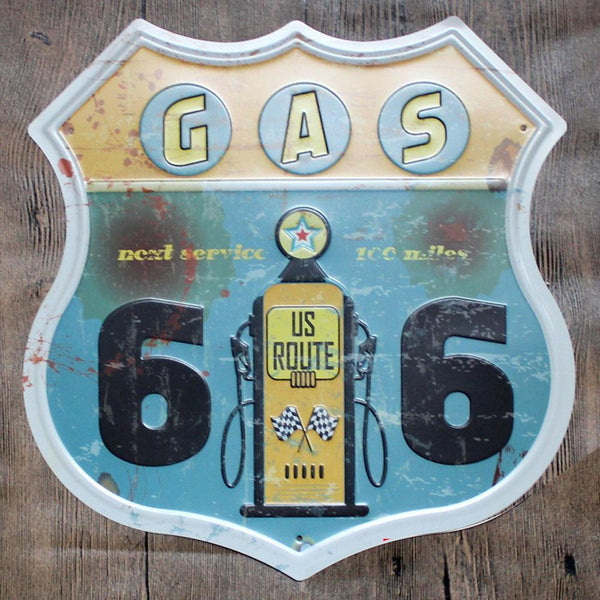 Gas 66 Large Metal Tin Sign Poster