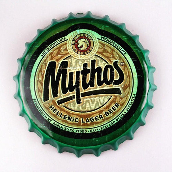Mythos Beer Cap Metal Tin Sign Poster