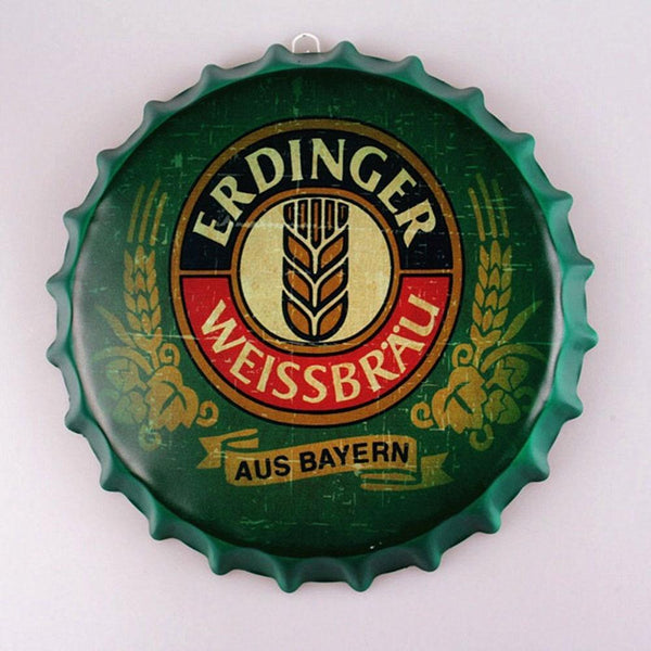 Erdinger Beer Cap Metal Tin Sign Poster