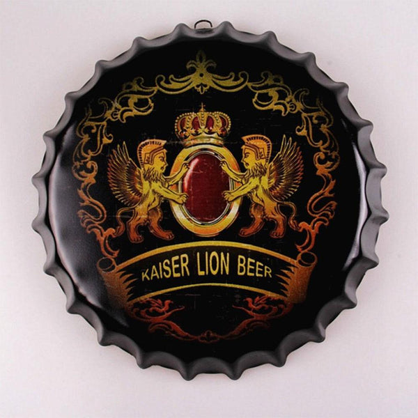 Kaiser Lion Beer Beer Cap Metal Tin Sign Poster