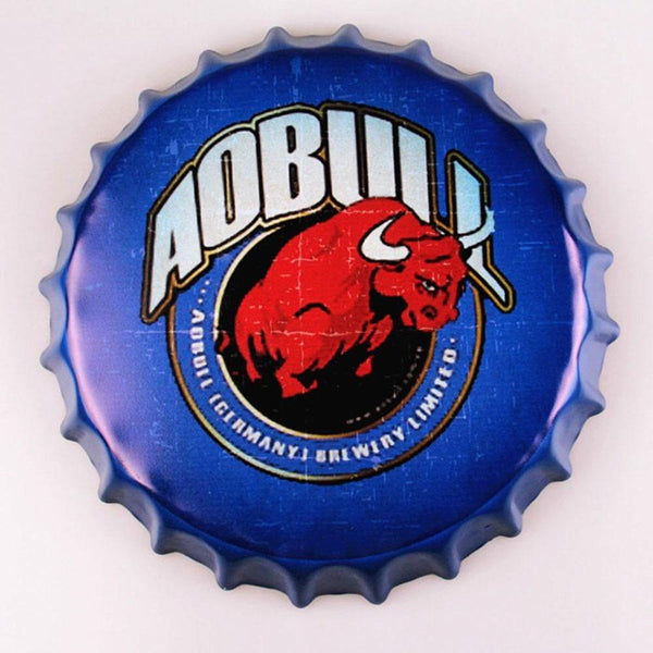 AO Bull Beer Cap Metal Tin Sign Poster