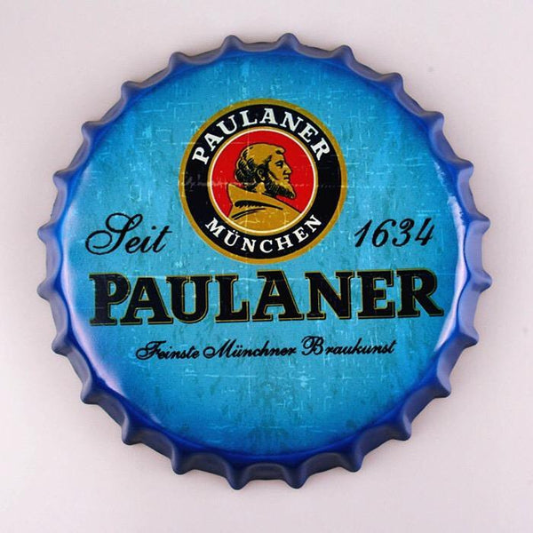 Paulaner Munchen Beer Cap Metal Tin Sign Poster
