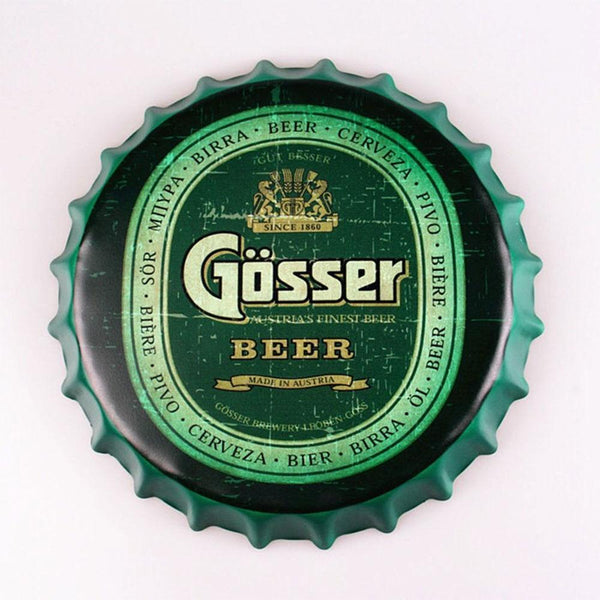 Gosser Round Embossed Bottle Beer Cap Metal Tin Sign Poster