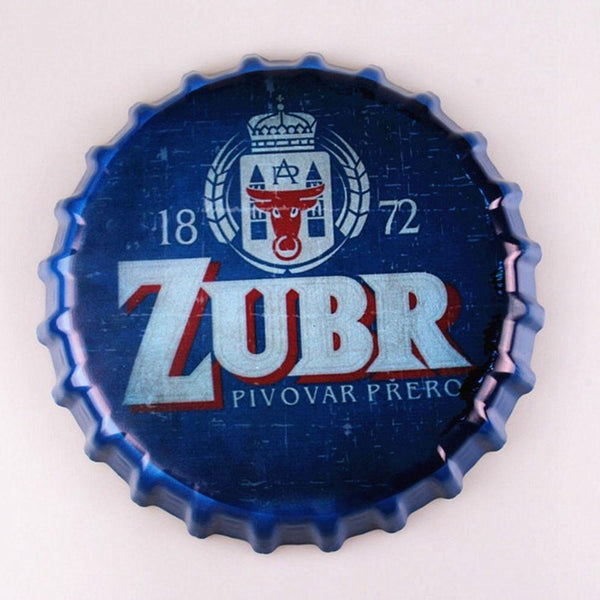 Zubr Round Embossed Beer Bottle Cap  Metal Tin Sign Poster