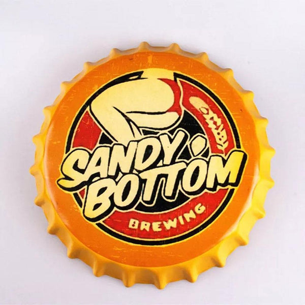 Sandy Bottom, Round Embossed Beer Bottle Cap  Metal Tin Sign Poster