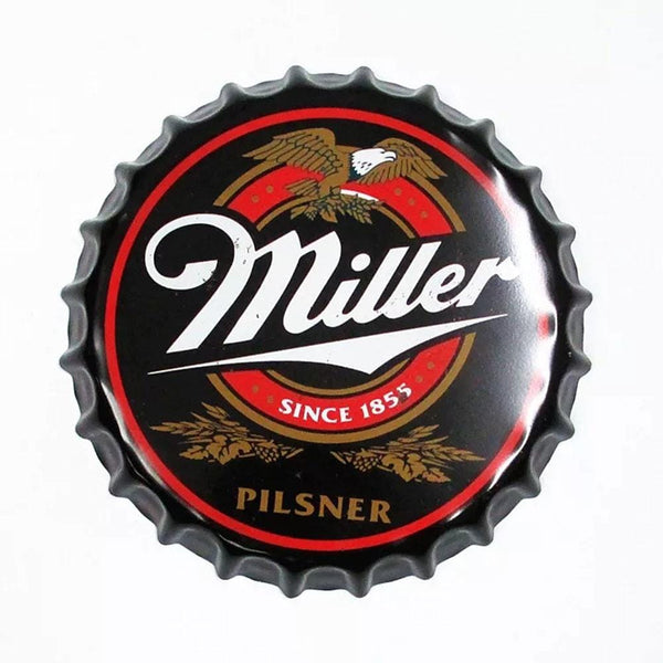 Miller Beer Cap Metal Tin Sign Poster