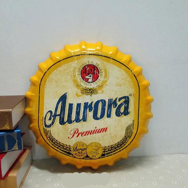 Aurora Beer Cap Metal Tin Sign Poster