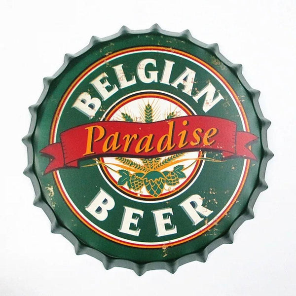 Belgian Paradise Beer Cap Metal Tin Sign Poster