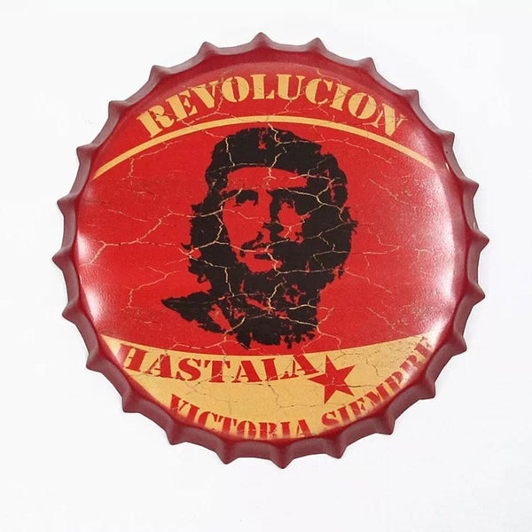 Revolucion Hastala Beer Cap Metal Tin Sign Poster