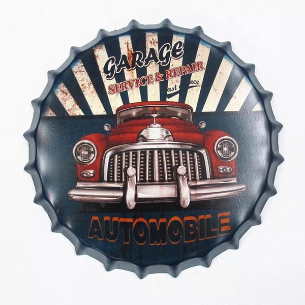 Garage Automobile Beer Cap Metal Tin Sign Poster