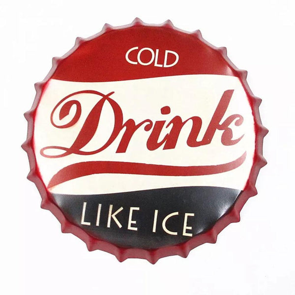 Cold Drink Like Ice Beer Cap Metal Tin Sign Poster