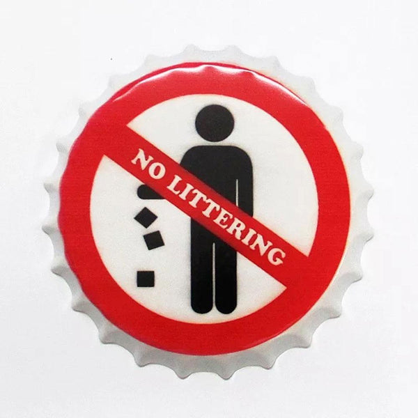 No Littering Beer Cap Metal Tin Sign Poster