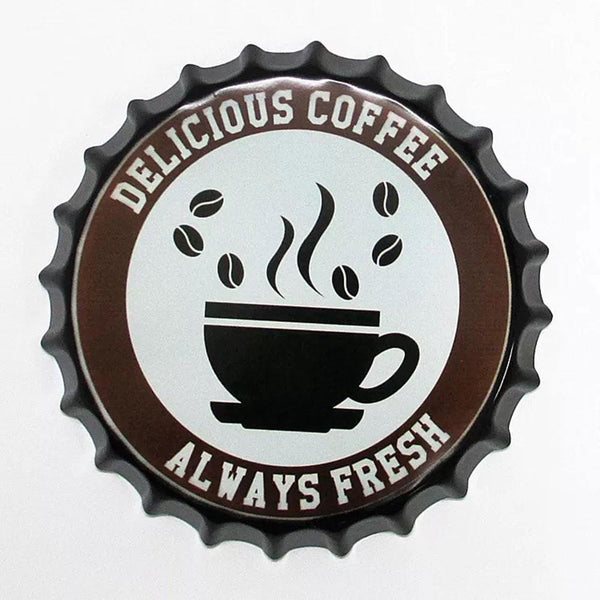 Delicious Coffee Beer Cap Metal Tin Sign Poster