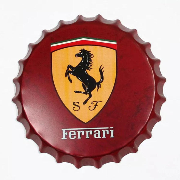 Ferrari Beer Cap Metal Tin Sign Poster