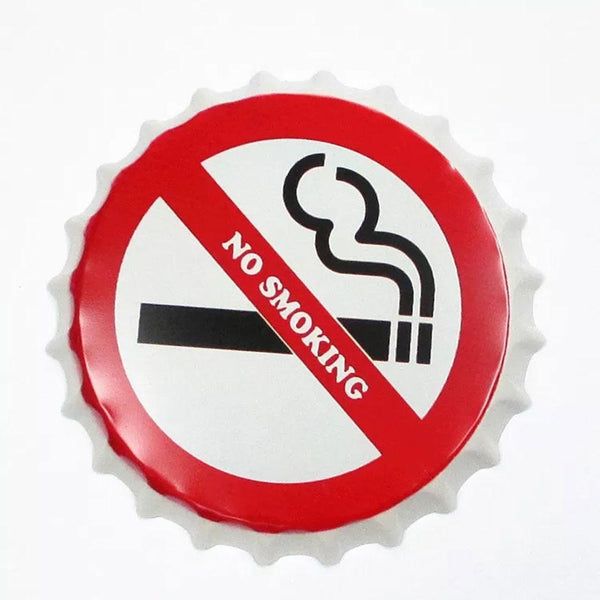 No Smoking Beer Cap Metal Tin Sign Poster