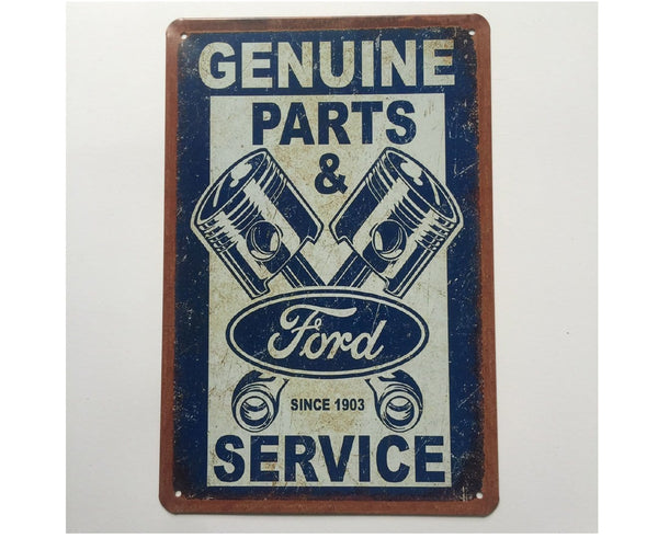 Ford Parts and Service Metal Tin Poster