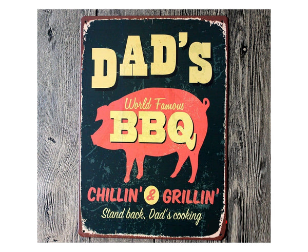 DAD's BBQ Metal Tin Sign Poster