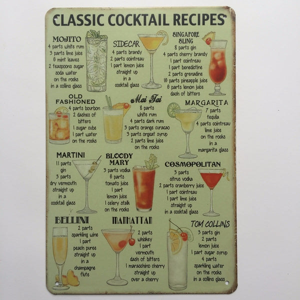 Cocktail Recipes Metal  Poster