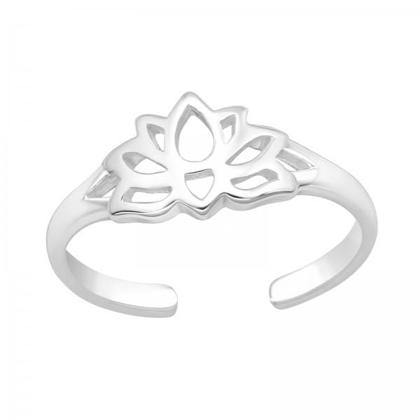 Silver Lotus Adjustable Toe Ring
