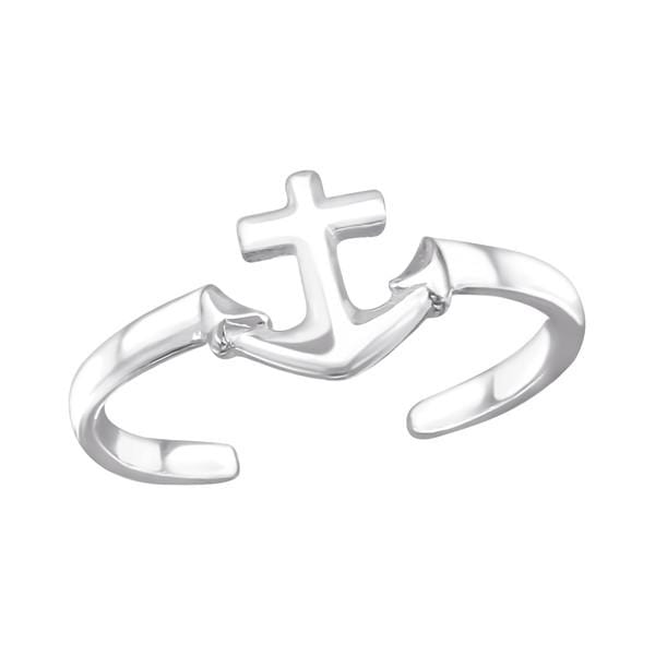 Silver Anchor Adjustable Toe Ring