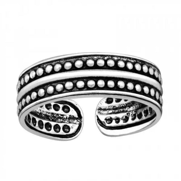 Silver Parallel Dots Adjustable Toe Ring