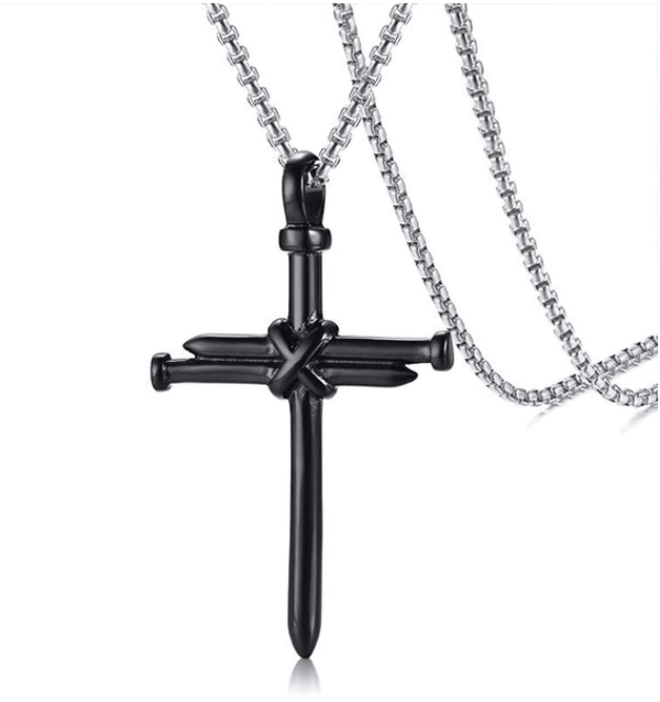Nail Cross Pendant Necklace for Men