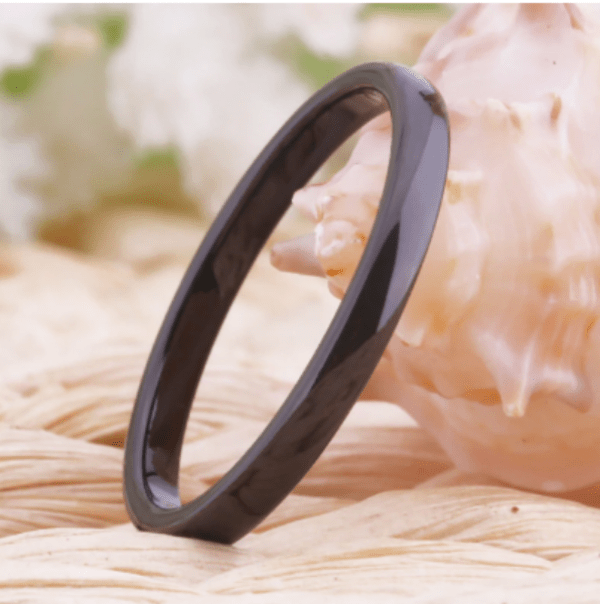 Tungsten 2 mm Black Wedding Rings for Women