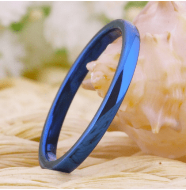 Tungsten 2mm Blue Wedding Rings for Women