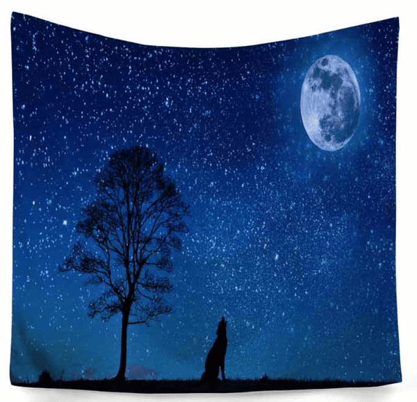 Wolf   and   Galaxy  Wall Tapestry