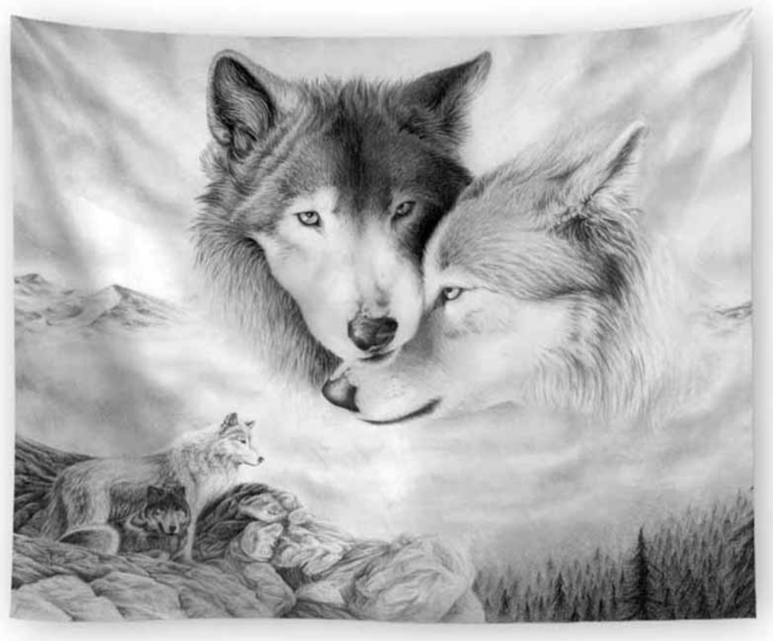 Wolf Wall Hanging Wall Tapestry