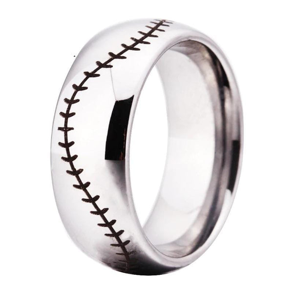 Tungsten Silver Baseball Ring