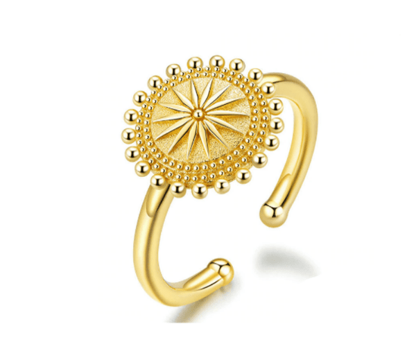 Silver Gold Compass Wedding  Ring
